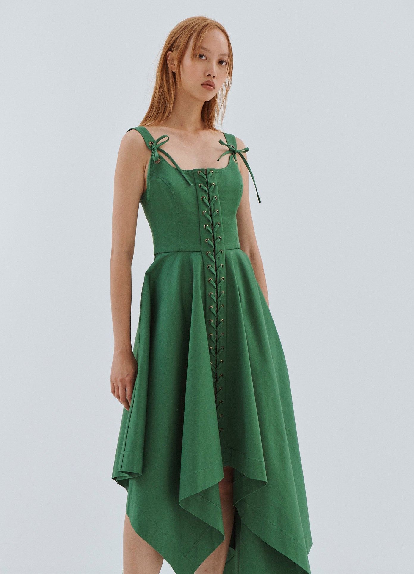 green sleeveless dress